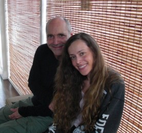Steve with me after a training with no make-up and due to all the sweating with curly hair.