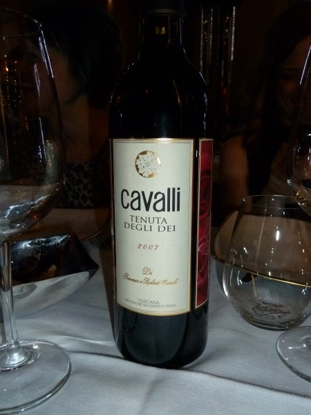 Cavalli wine was served during dinner.