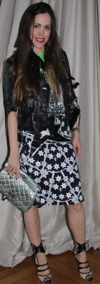 My show outfit: Skirt, top and shoes from Miu Miu's S/S 2011 collection, clutch by Chanel and leather jacket by Gucci