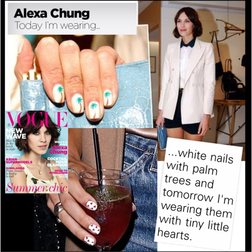 Alexa Chung, white nails