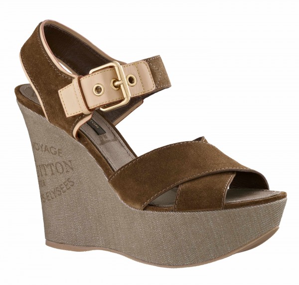 Wedge sandal in Suede calf leather