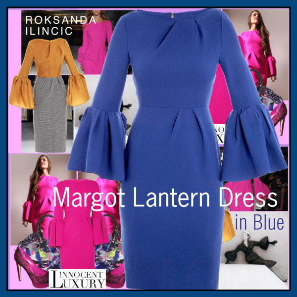Margot Lantern Dress in Blue