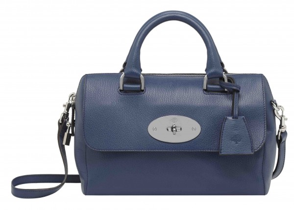 Small Del Rey in Slate Blue Grainy Print Leather