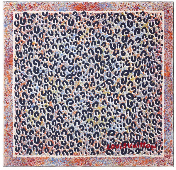LOUIS VUITTON Stephen Sprouse Leopard Print Silk Square Scarf Shawl Wrap  Gray