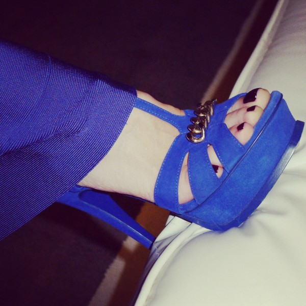 YSL Tribute Sandals Blue