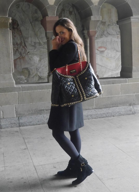 Sandra Bauknecht in Moschino Bag and Saint Laurent Coat