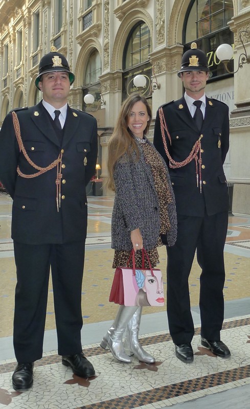 Sandra Bauknecht in Milano with Police Men