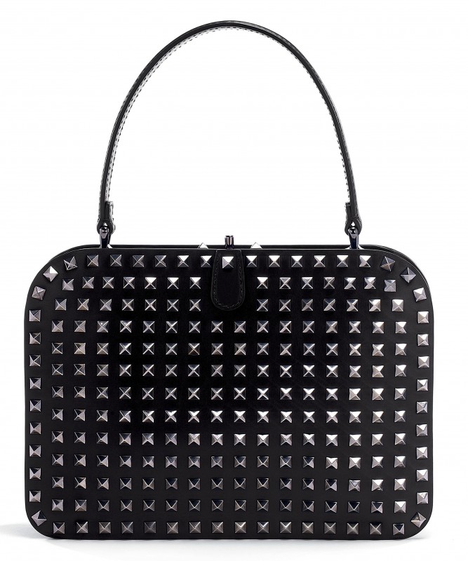 Rockstud leather decolleté slingback