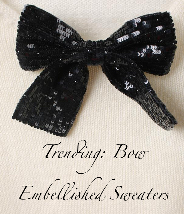 Pearl Embellished Bow Sweater For Chic Style