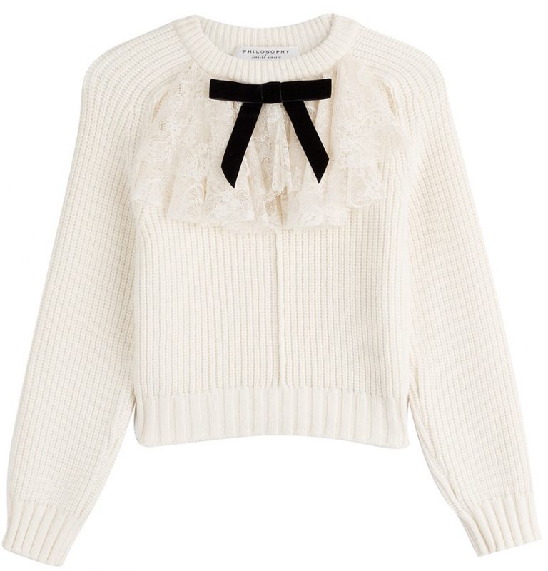 Pleasant Comfort Bow Embellished Knit Sweater