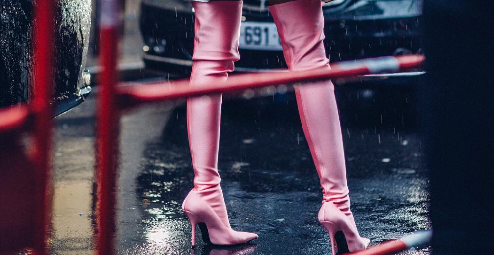 balenciaga boots pink