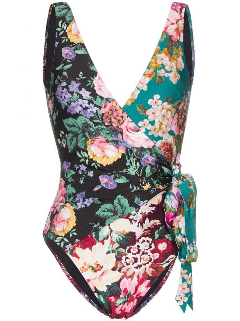 Retro Black Camellia Swimwear One Piece main image 1