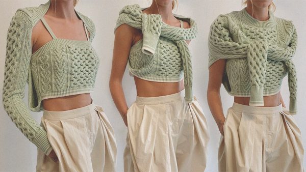 convertible cable-knit top