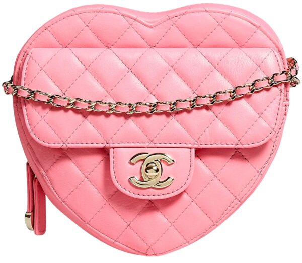 chanel bag with heart chain